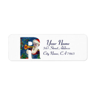 CHRISTMAS R LETTER / SANTA CLAUS BUGLER RETURN ADDRESS LABEL
