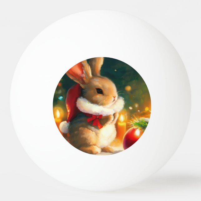 Christmas Rabbit (1) Ping Pong Ball (Front)