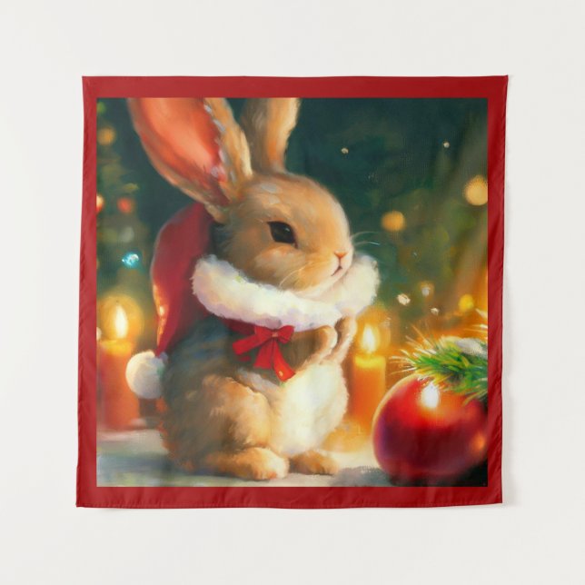 Christmas Rabbit 1 Tapestry (Front)