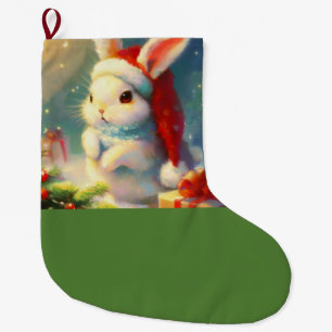 Christmas Rabbit 2 Large Christmas Stocking