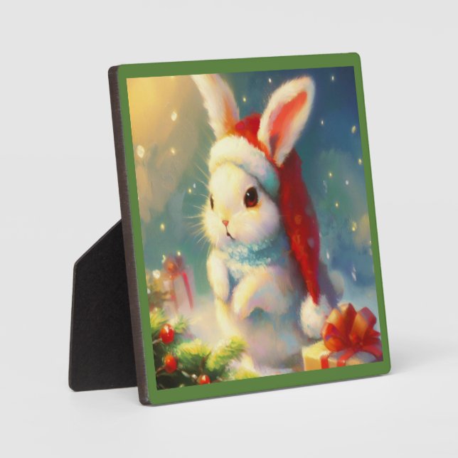 Christmas Rabbit 2 Plaque (Front)