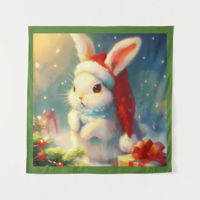 Christmas Rabbit 2 Tapestry (Front)