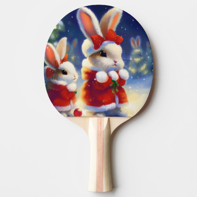 Christmas Rabbit (3) Ping Pong Paddle (Front)