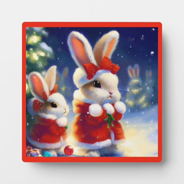 Christmas Rabbit 3 Plaque (Front)