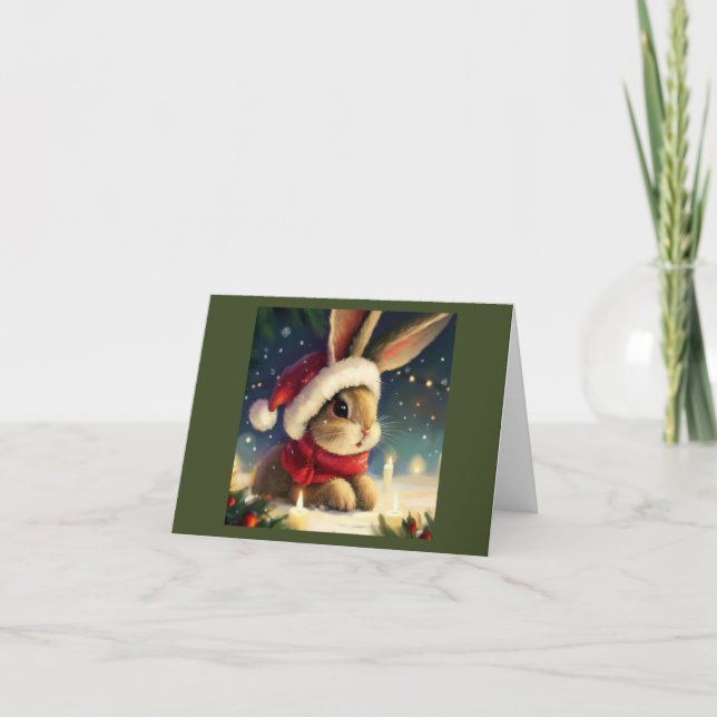 Christmas Rabbit 4 Holiday Card (Front)