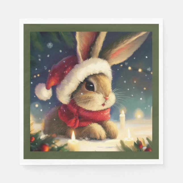 Christmas Rabbit 4 Napkin (Front)