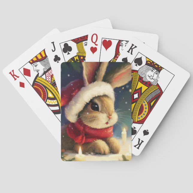 Christmas Rabbit (4) Playing Cards (Back)
