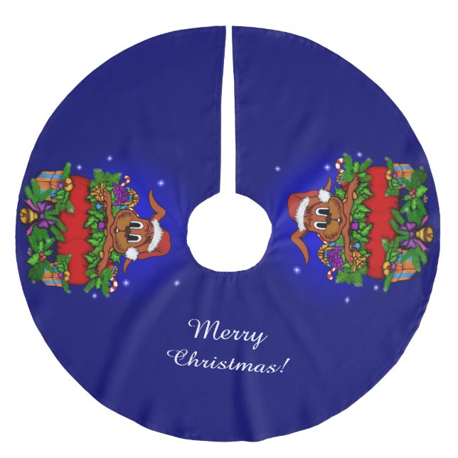 Christmas Rabbit Brushed Polyester Tree Skirt (Front)