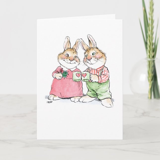 Christmas Rabbit Couple Card (Front)