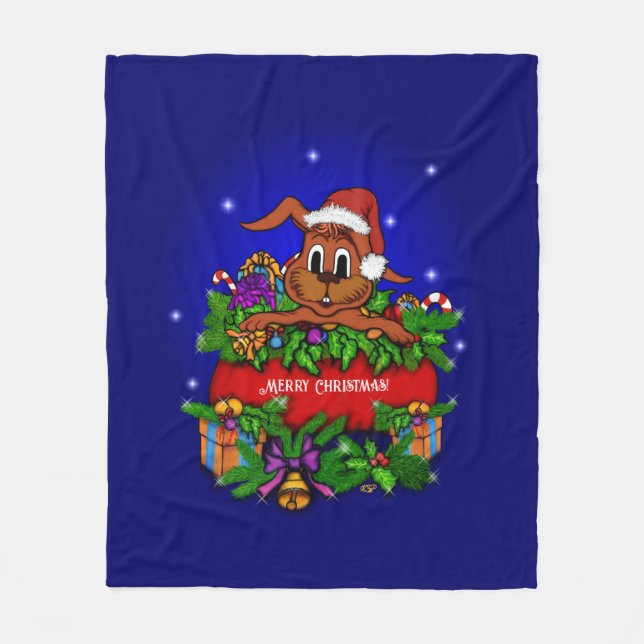 Christmas Rabbit Fleece Blanket (Front)