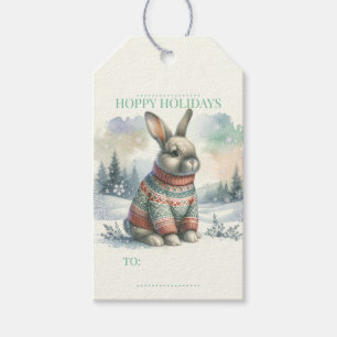 Christmas Rabbit Hoppy Holidays Gift Tags