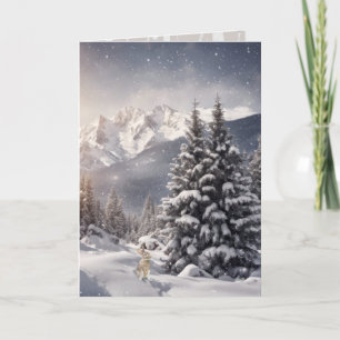 Christmas Rabbit In Snowflakes Card