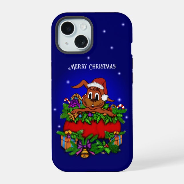 Christmas Rabbit iPhone 15 Case (Back)