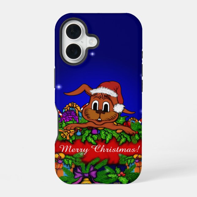 Christmas Rabbit iPhone 16 Case (Back)