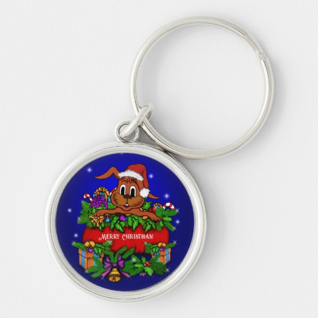 Christmas Rabbit Key Ring (Front)