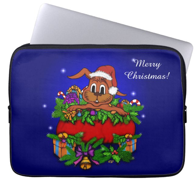 Christmas Rabbit Laptop Sleeve (Front)