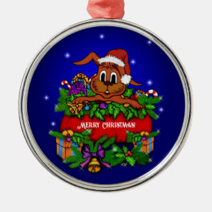 Christmas Rabbit Metal Ornament