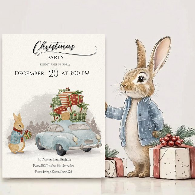 Christmas Rabbit Peter and Car Invitation (Creator Uploaded)