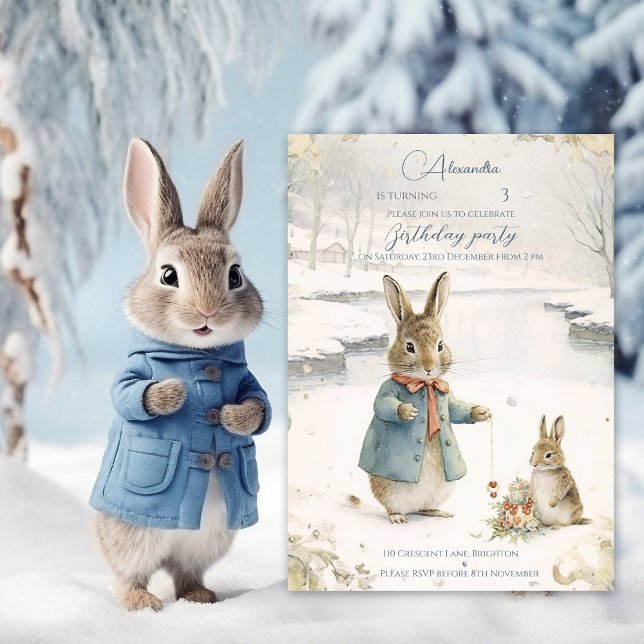 Christmas Rabbit Peter Classic Birthday Invitation (Creator Uploaded)