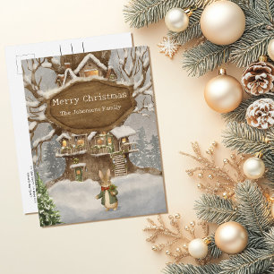 Christmas Rabbit Peter Vintage  Postcard