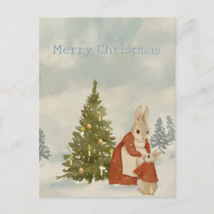 Christmas Rabbit Peter Vintage Postcard