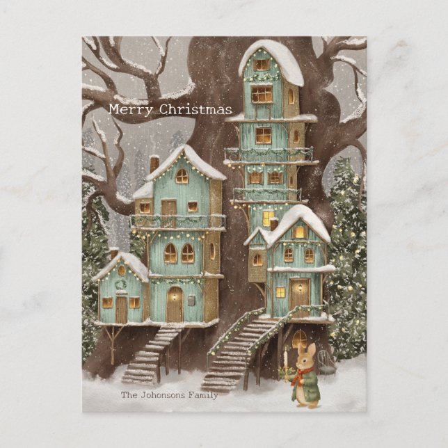 Christmas Rabbit Peter Vintage Postcard (Front)