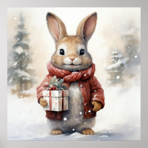 Christmas Rabbit Poster