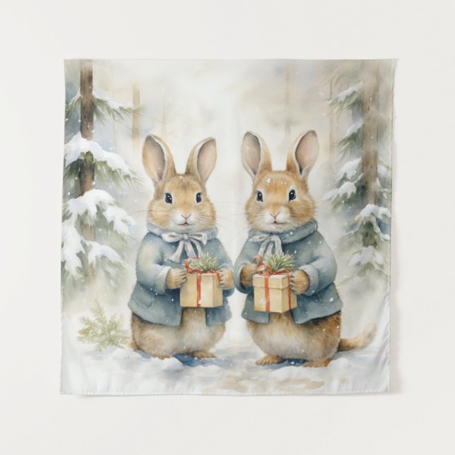 Christmas Rabbit Tapestry (Front)