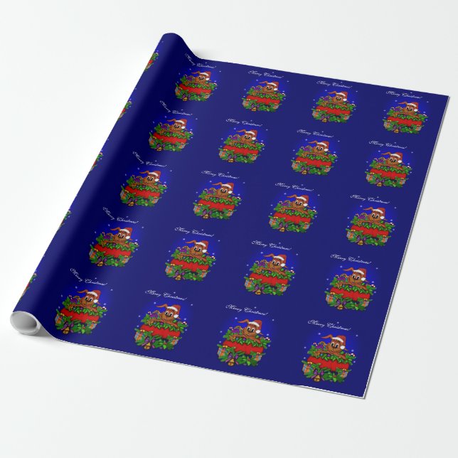 Christmas Rabbit Wrapping Paper (Unrolled)