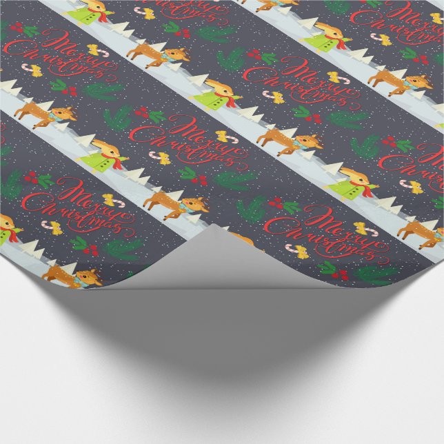 Christmas Rabbits and Reindeers Wrapping Paper (Corner)