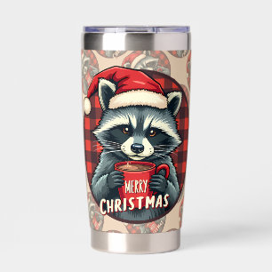 Christmas Raccoon Cocoa Cheer Insulated Tumbler