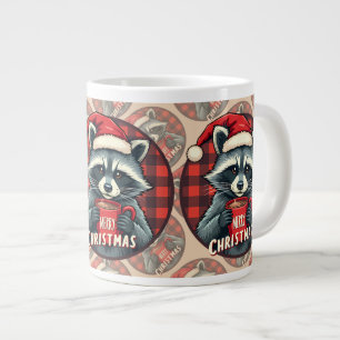 Christmas Raccoon Cocoa Cheer Large Coffee Mug