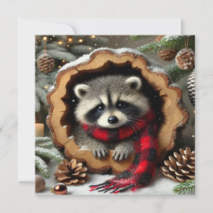 Christmas Raccoon Greeting Card