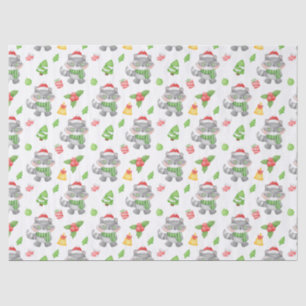Christmas Racoon, Berries, Presents Tissue Paper