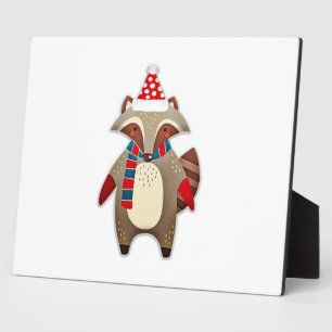 Christmas Racoon Cartoon Plaque