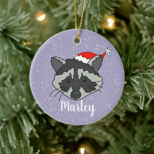 Christmas Racoon Ceramic Ornament (Tree)