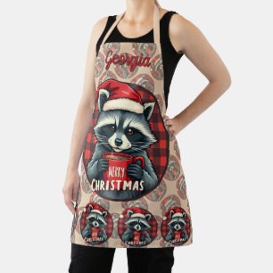 Christmas Racoon Cocoa Cheer Apron