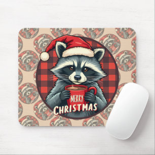Christmas Racoon Cocoa Cheer Mouse Pad