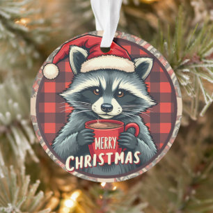 Christmas Racoon Cocoa Cheer Ornament