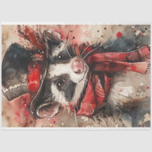 Christmas Racoon Decoupage Tissue Paper