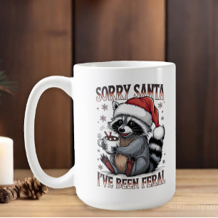 Christmas Racoon I've Been Feral Gag Gift Coffee Mug