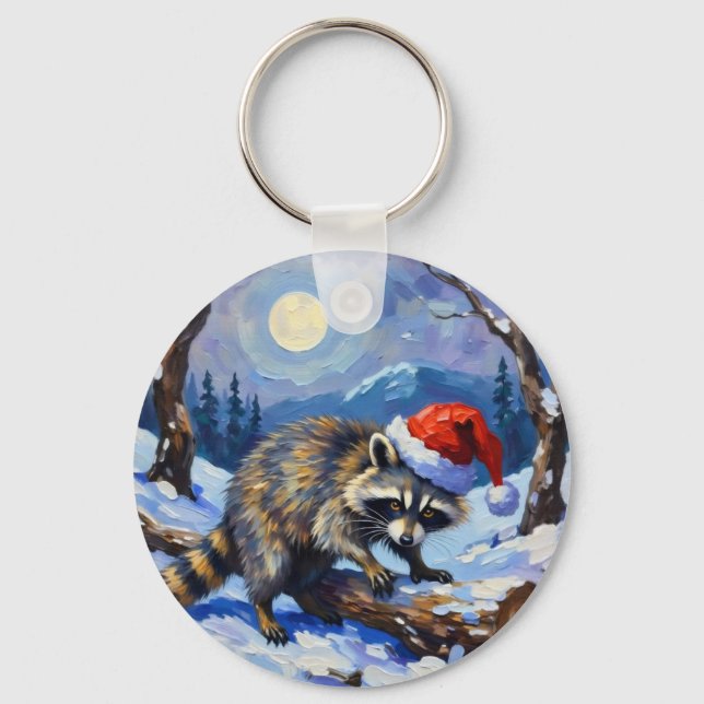 Christmas Racoon Key Ring (Front)
