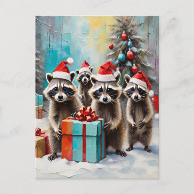 Christmas Racoon Lover  Holiday Postcard (Front)