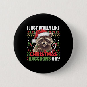 Christmas Racoon Lovers Cute Holiday Theme 6 Cm Round Badge