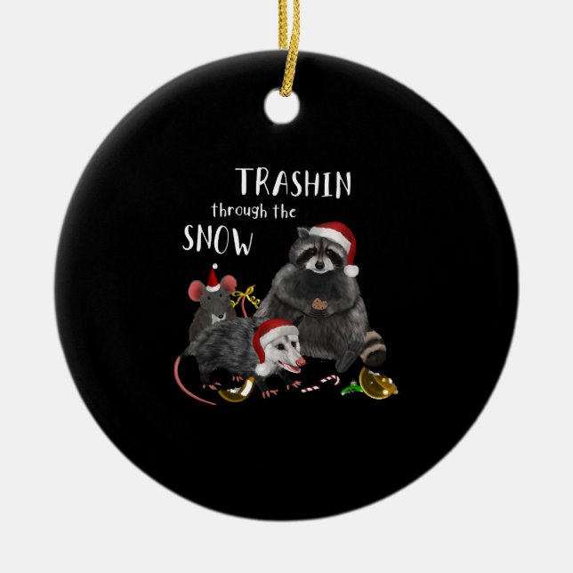 Christmas - Racoon Mouse Rat Opossum Ceramic Ornament (Front)