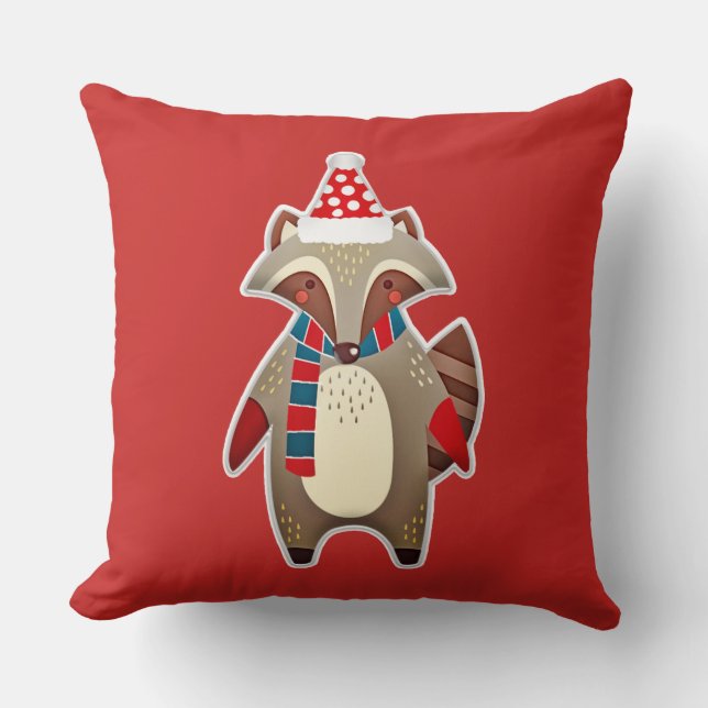 christmas racoon pillow (Front)