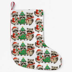 Christmas Racoon Santa Hat Tree Xmas Lights Small Christmas Stocking