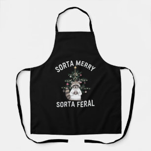 Christmas Racoon Sorta Merry Sorta Feral Xmas Apron