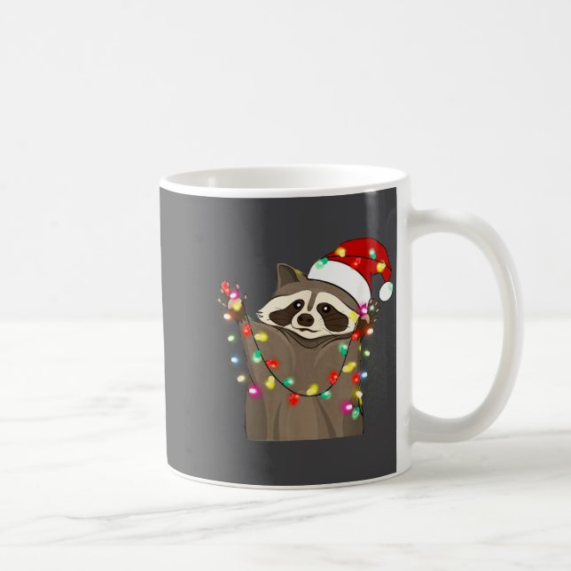 Christmas Racoon Swea,funny Christmas Lights Racco Coffee Mug (Right)