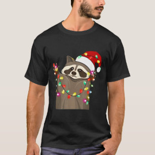 Christmas Racoon Swea,funny Christmas Lights Racco T-Shirt